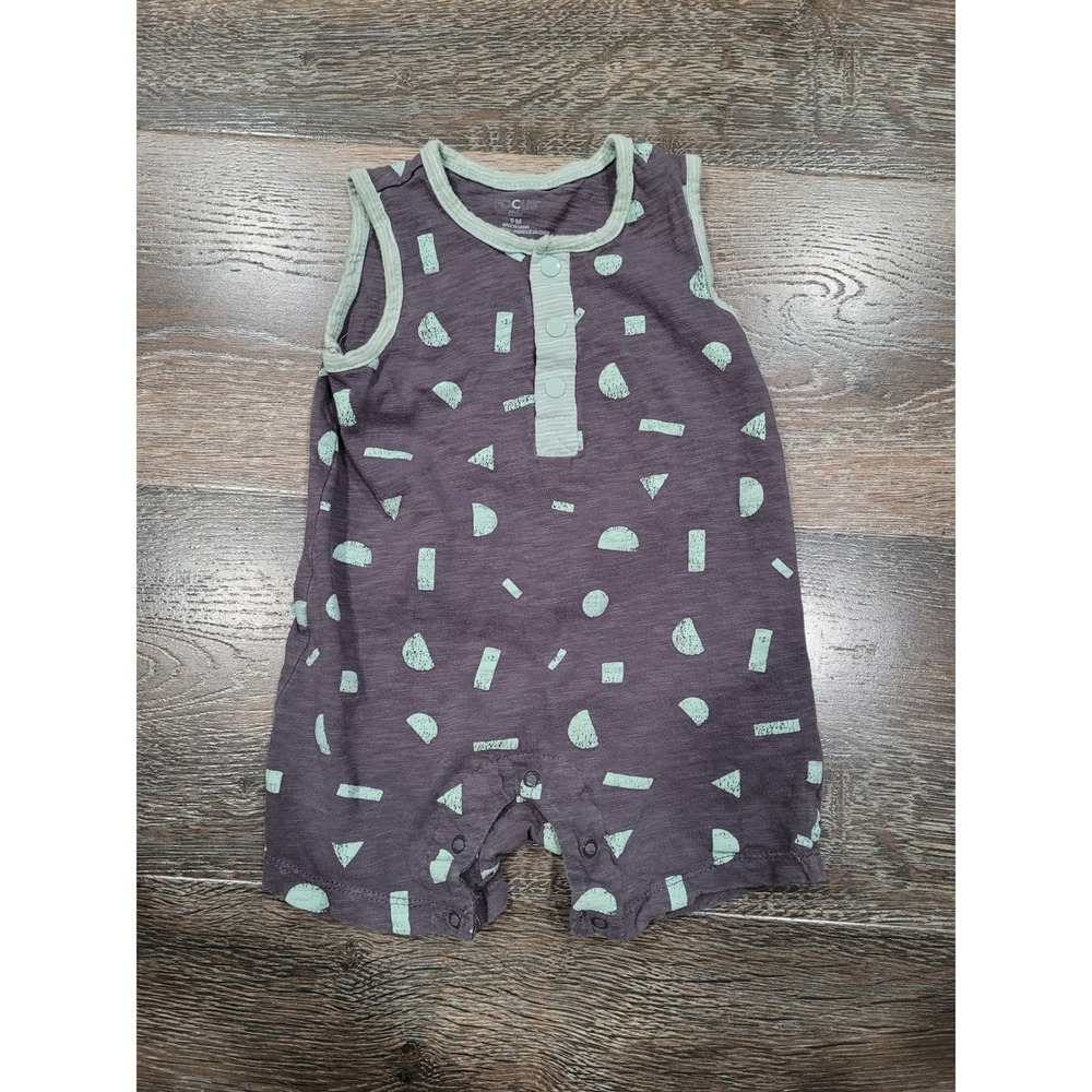 Focus Baby‎ 9M Geometric Print Sleeveless Romper Gray Mint Green Snap Bottom #10